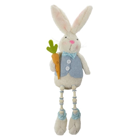 22" Blue & White Boy Easter Bunny Beaded Figure